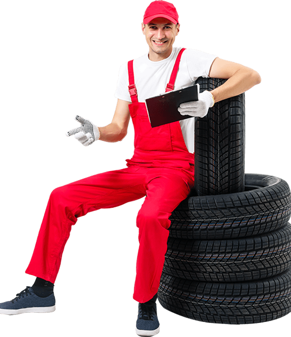 Guy sitting on tires